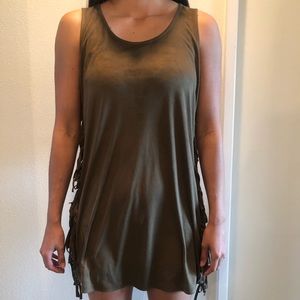 Velvety green fringe dress